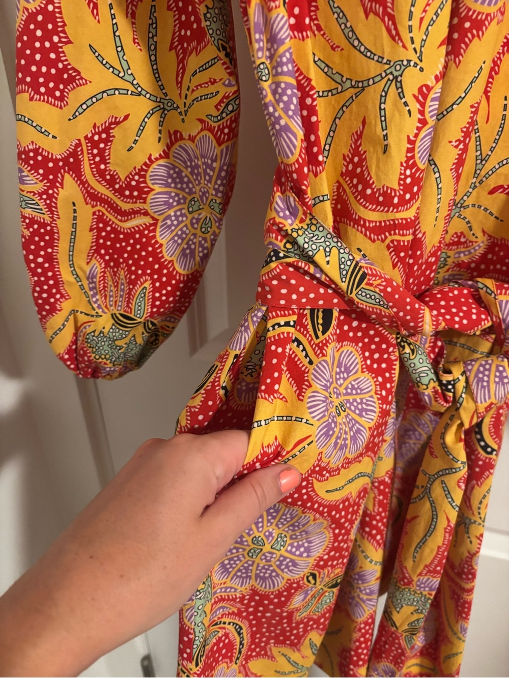 RHODE Resort Cotton Poplin Athena Midi Dress Red Floral Size XS - Picture 9 of 12